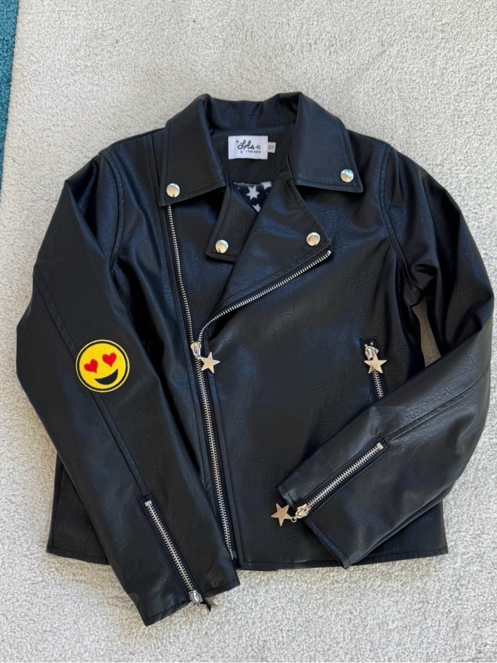 Happy Rainbow Vegan Leather jacket by Lola + The Boys